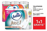 Promoties Toiletpapier lotus just1 - Lotus Nalys - Geldig van 11/09/2024 tot 24/09/2024 bij Alvo