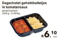 Dagschotel gehaktballetjes in tomatensaus-Huismerk - Bon