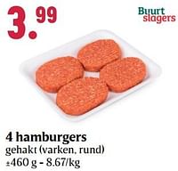 4 hamburgers gehakt varken, rund-Huismerk - Buurtslagers