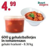 Gehaktballetjes in tomatensaus gehakt varken-Huismerk - Buurtslagers