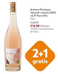 Artisans partisans hannah rosé bio 2023 i.g.p. pays d’oc-Rosé wijnen