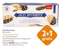 Promoties Jules destrooper natuurboterwafels met een laagje pure chocolade - Jules Destrooper - Geldig van 11/09/2024 tot 24/09/2024 bij OKay