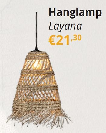 Promoties Hanglamp layana - Huismerk - Ygo - Geldig van 11/09/2024 tot 13/10/2024 bij Ygo