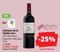 Château de la vieille tour aop bordeaux supérieur bio rood-Rode wijnen