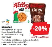 Promoties Extra ontbijtgranen met pure chocolade en geroosterde hazelnoten - Kellogg's - Geldig van 12/09/2024 tot 25/09/2024 bij Spar (Colruytgroup)