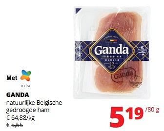 Promoties Ganda natuurlijke belgische gedroogde ham - Ganda - Geldig van 12/09/2024 tot 25/09/2024 bij Spar (Colruytgroup)