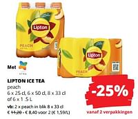 Promoties Lipton ice tea peach - Lipton - Geldig van 12/09/2024 tot 25/09/2024 bij Spar (Colruytgroup)