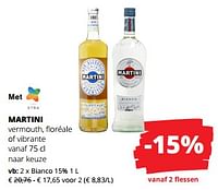 Promoties Martini bianco - Martini - Geldig van 12/09/2024 tot 25/09/2024 bij Spar (Colruytgroup)