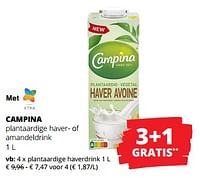 Promoties Plantaardige haverdrink - Campina - Geldig van 12/09/2024 tot 25/09/2024 bij Spar (Colruytgroup)