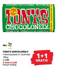 Tony’s chocolonely melkchocolade + hazelnoot-Tony