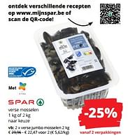 Promoties Verse jumbo mosselen - Spar - Geldig van 12/09/2024 tot 25/09/2024 bij Spar (Colruytgroup)