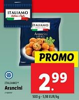 Promotions Arancini - Italiamo - Valide de 18/09/2024 à 24/09/2024 chez Lidl