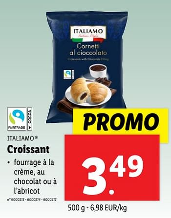 Promotions Croissant - Italiamo - Valide de 18/09/2024 à 24/09/2024 chez Lidl