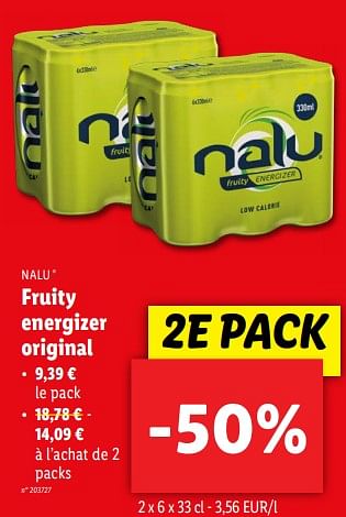 Promotions Fruity energizer original - Nalu - Valide de 18/09/2024 à 24/09/2024 chez Lidl