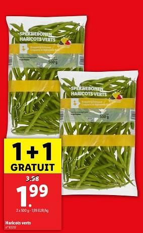 Promotions Haricots verts - Produit maison - Lidl - Valide de 18/09/2024 à 24/09/2024 chez Lidl