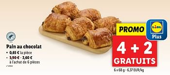 Promotions Pain au chocolat - Produit maison - Lidl - Valide de 18/09/2024 à 24/09/2024 chez Lidl