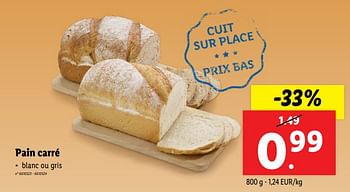 Promotions Pain carré - Produit maison - Lidl - Valide de 18/09/2024 à 24/09/2024 chez Lidl