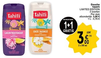 Promoties Douche tahiti limited edition - Palmolive Tahiti - Geldig van 17/09/2024 tot 23/09/2024 bij Cora