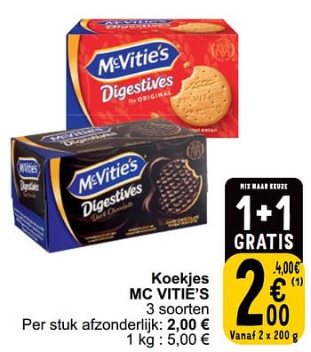 Promoties Koekjes mc vitie’s - McVitie's - Geldig van 17/09/2024 tot 23/09/2024 bij Cora