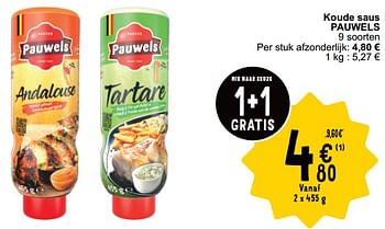 Promoties Koude saus pauwels - Pauwels - Geldig van 17/09/2024 tot 23/09/2024 bij Cora