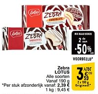 Promoties Zebra lotus - Lotus Bakeries - Geldig van 17/09/2024 tot 23/09/2024 bij Cora