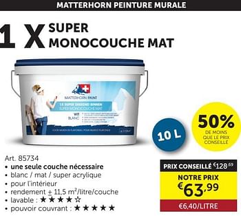 Promotions 1 x super monocouche mat - Matterhorn - Valide de 17/09/2024 à 14/10/2024 chez Zelfbouwmarkt