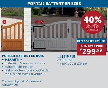 Promotions Portail battant en bois méranti - Produit maison - Zelfbouwmarkt - Valide de 17/09/2024 à 14/10/2024 chez Zelfbouwmarkt