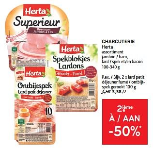 Promotions Charcuterie herta lard petit déjeuner fumé - Herta - Valide de 11/09/2024 à 24/09/2024 chez Alvo