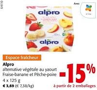 Promotions Alpro alternative végétale au yaourt fraise-banane et pêche-poire - Alpro - Valide de 11/09/2024 à 24/09/2024 chez Colruyt