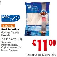 Promotions Boni selection doubles filets de limande - Boni - Valide de 11/09/2024 à 24/09/2024 chez Colruyt