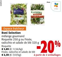 Promotions Boni selection mélange gourmand roquette ou frisée, radicchio et salade de blé - Boni - Valide de 11/09/2024 à 24/09/2024 chez Colruyt