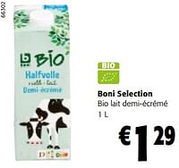 Promotions Boni selection bio lait demi-écrémé - Boni - Valide de 11/09/2024 à 24/09/2024 chez Colruyt