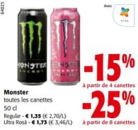 Promotions Monster toutes les canettes - Monster - Valide de 11/09/2024 à 24/09/2024 chez Colruyt