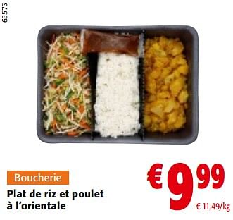 Promotions Plat de riz et poulet à l’orientale - Produit maison - Colruyt - Valide de 11/09/2024 à 24/09/2024 chez Colruyt