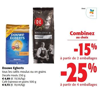 Promotions Douwe egberts tous les cafés moulus ou en grains - Douwe Egberts - Valide de 11/09/2024 à 24/09/2024 chez Colruyt