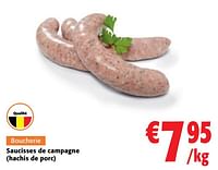 Promotions Saucisses de campagne - Produit maison - Colruyt - Valide de 11/09/2024 à 24/09/2024 chez Colruyt