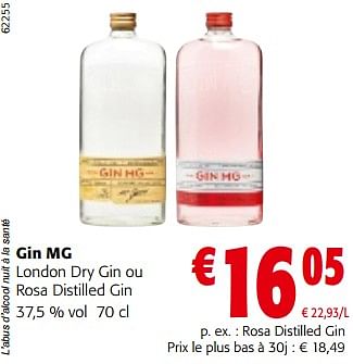 Promotions Gin mg rosa distilled gin - Gin MG - Valide de 11/09/2024 à 24/09/2024 chez Colruyt