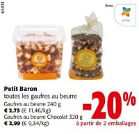 Promotions Petit baron toutes les gaufres au beurre - Petit Baron - Valide de 11/09/2024 à 24/09/2024 chez Colruyt