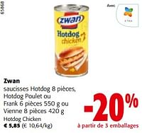 Promotions Zwan saucisses hotdog chicken - Zwan - Valide de 11/09/2024 à 24/09/2024 chez Colruyt