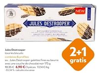 Promotions Jules destrooper galettes fines au beurre avec une couche de chocolat noir - Jules Destrooper - Valide de 11/09/2024 à 24/09/2024 chez OKay