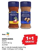 Promotions Noix de muscade moulue - Santa Maria - Valide de 12/09/2024 à 25/09/2024 chez Spar (Colruytgroup)