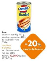 Promotions Zwan saucisses hot-dog - Zwan - Valide de 11/09/2024 à 24/09/2024 chez OKay