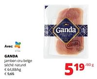 Promotions Ganda jambon cru belge séché nature - Ganda - Valide de 12/09/2024 à 25/09/2024 chez Spar (Colruytgroup)