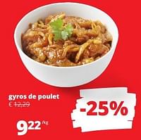 Promotions Gyros de poulet - Produit Maison - Spar Retail - Valide de 12/09/2024 à 25/09/2024 chez Spar (Colruytgroup)