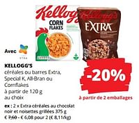 Promotions Extra céréales au chocolat noir et noisettes grillées - Kellogg's - Valide de 12/09/2024 à 25/09/2024 chez Spar (Colruytgroup)