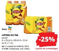 Promotions Peach en boîte - Lipton - Valide de 12/09/2024 à 25/09/2024 chez Spar (Colruytgroup)