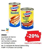 Promotions Saucisses de vienne - Zwan - Valide de 12/09/2024 à 25/09/2024 chez Spar (Colruytgroup)