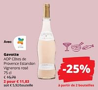 Promotions Gavotte aop côtes de provence estandon vignerons rosé - Vins rosé - Valide de 12/09/2024 à 25/09/2024 chez Spar (Colruytgroup)