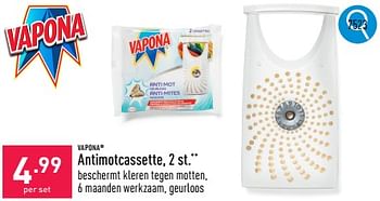 Promoties Antimotcassette - Vapona - Geldig van 23/09/2024 tot 29/09/2024 bij Aldi