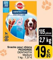 Promotions Snacks pour chiens pedigree dentastix medium - Pedigree - Valide de 17/09/2024 à 23/09/2024 chez Cora